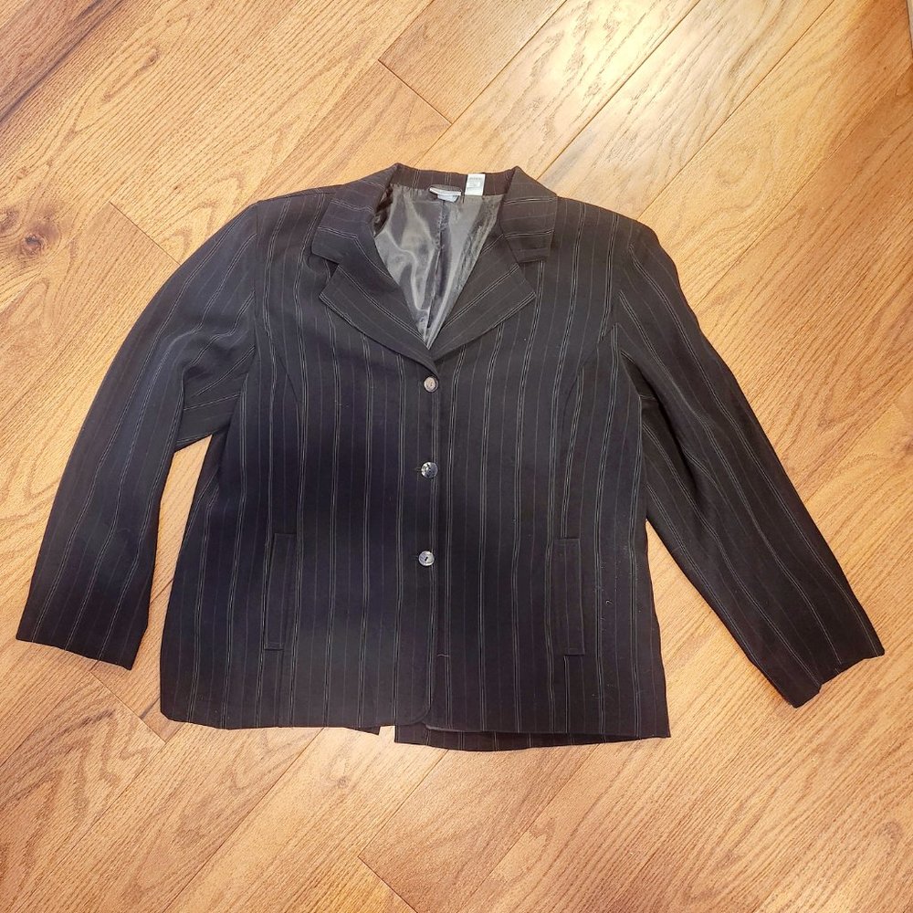 Chico's Pinstripe Black Business Blazer